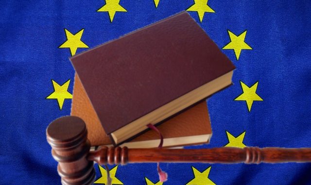 right-to-be-forgotten Eu law Eu flag with books and gavel