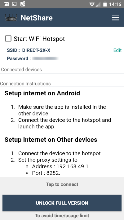 setting up a wifi hotspot with netshare